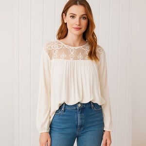 Zara | White Lace Blouse